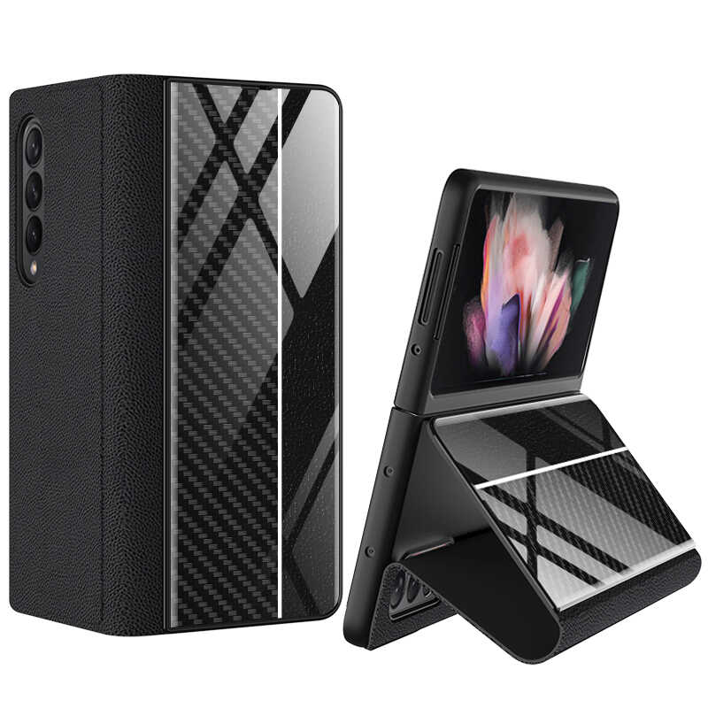 Galaxy Z Fold 3 Kılıf Zore Droga Kılıf - Siyah-Beyaz