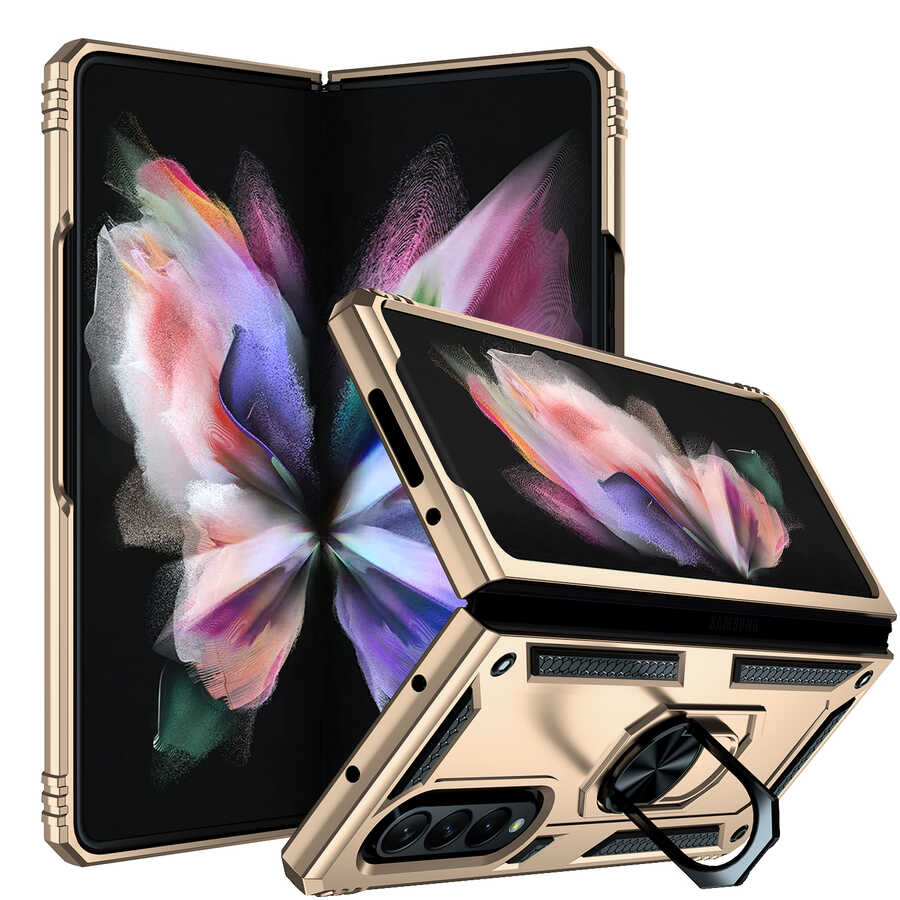 Galaxy Z Fold 3 Kılıf Zore Vega Kapak - Gold