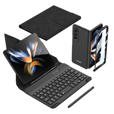 Galaxy Z Fold 4 Kılıf Standlı Bluetooth Klavyeli Zore Kıpta Keyboard Set Kılıf - GKK