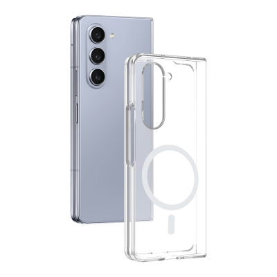 Galaxy Z Fold 5 Camera Protection and M-Safe Charging Feature Zore London Transparent Silicone Case - Zore