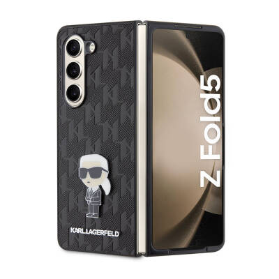 Galaxy Z Fold 5 Case Karl Lagerfeld Original Licensed KL Patterned Karl Iconic Saffiano Cover - Karl Lagerfeld