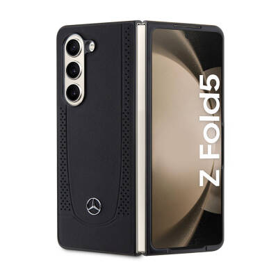 Galaxy Z Fold 5 Case Mercedes Benz Original Licensed Metal Star Logo Urban Leather Cover - Mercedes Benz