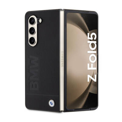 Galaxy Z Fold 5 Kılıf BMW Orjinal Lisanslı Sıcak Damga Logolu Deri Kapak - BMW