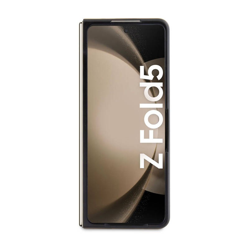 Galaxy Z Fold 5 Kılıf Ferrari Orjinal Lisanslı PU Deri Metal Logolu Multi Çizgili Kapak - 4