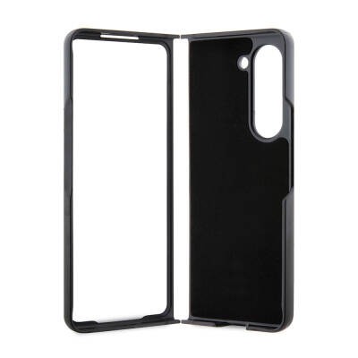 Galaxy Z Fold 5 Kılıf Ferrari Orjinal Lisanslı PU Deri Metal Logolu Multi Çizgili Kapak - 6