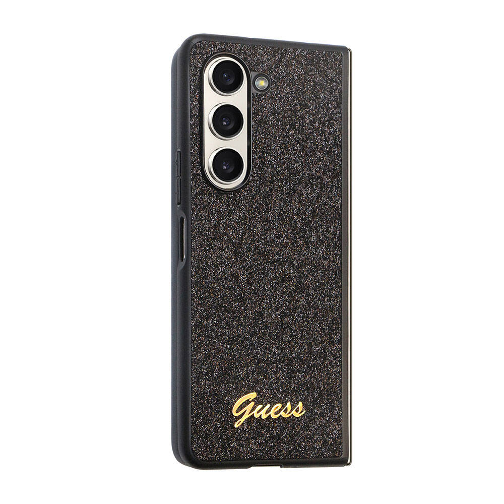 Galaxy Z Fold 5 Kılıf Guess Orjinal Lisanslı Yazı Logolu Glitter Script Kapak - Siyah