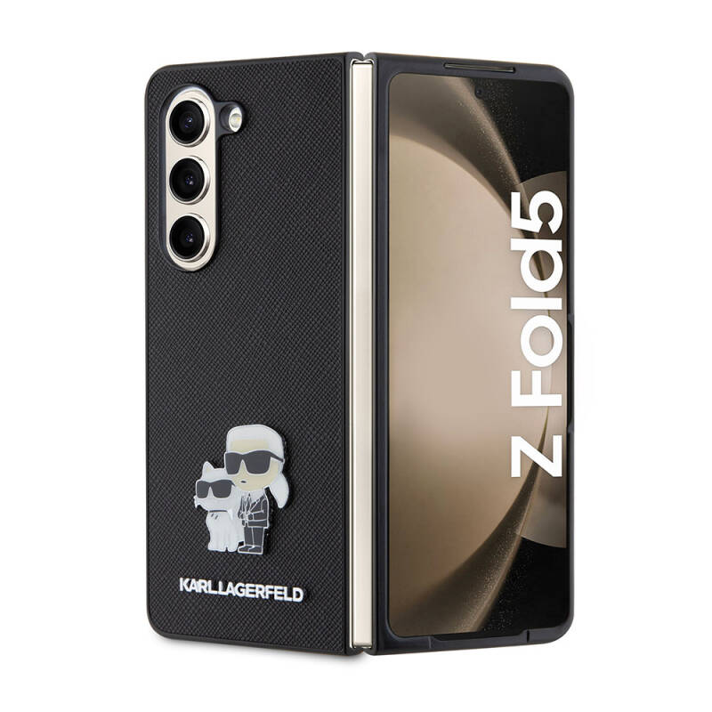 Galaxy Z Fold 5 Kılıf Karl Lagerfeld Orjinal Lisanslı K&C Metal Logolu Saffiano Kapak - 1