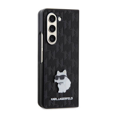 Galaxy Z Fold 5 Kılıf Karl Lagerfeld Orjinal Lisanslı KL Desenli Choupette İkonik Saffiano Kapak - 4