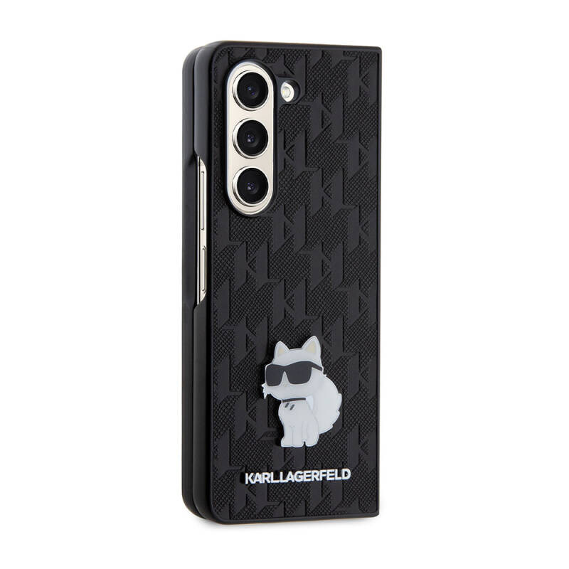 Galaxy Z Fold 5 Kılıf Karl Lagerfeld Orjinal Lisanslı KL Desenli Choupette İkonik Saffiano Kapak - 4