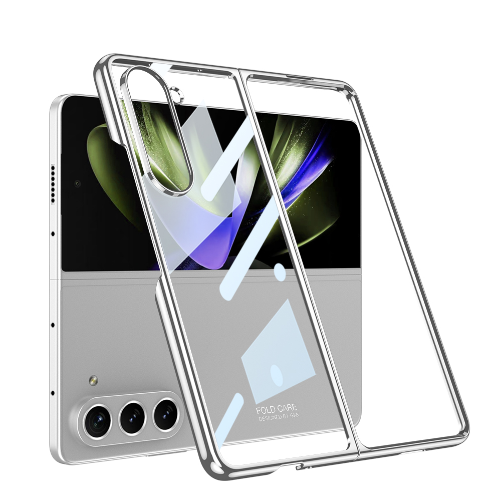 Galaxy Z Fold 5 Kılıf Zore Full Camlı Kıpta Kapak - Gümüş
