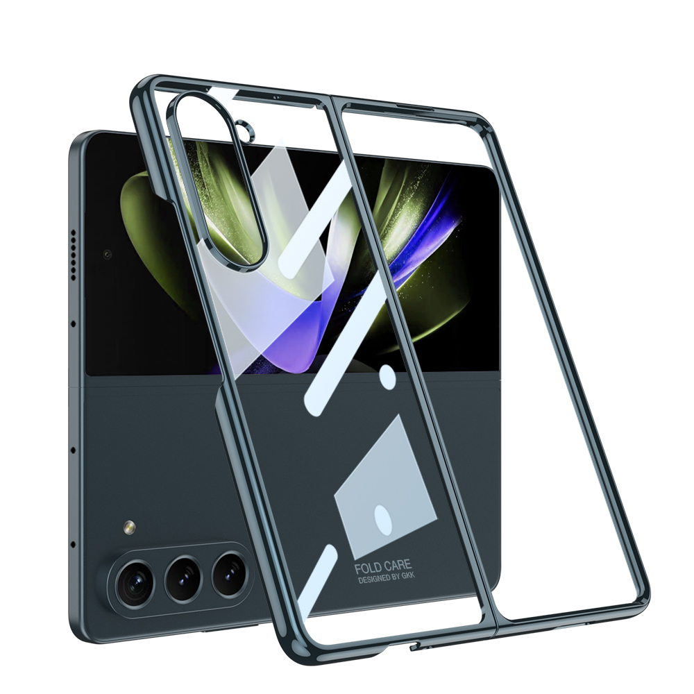 Galaxy Z Fold 5 Kılıf Zore Full Camlı Kıpta Kapak - Gümüş Yeşili