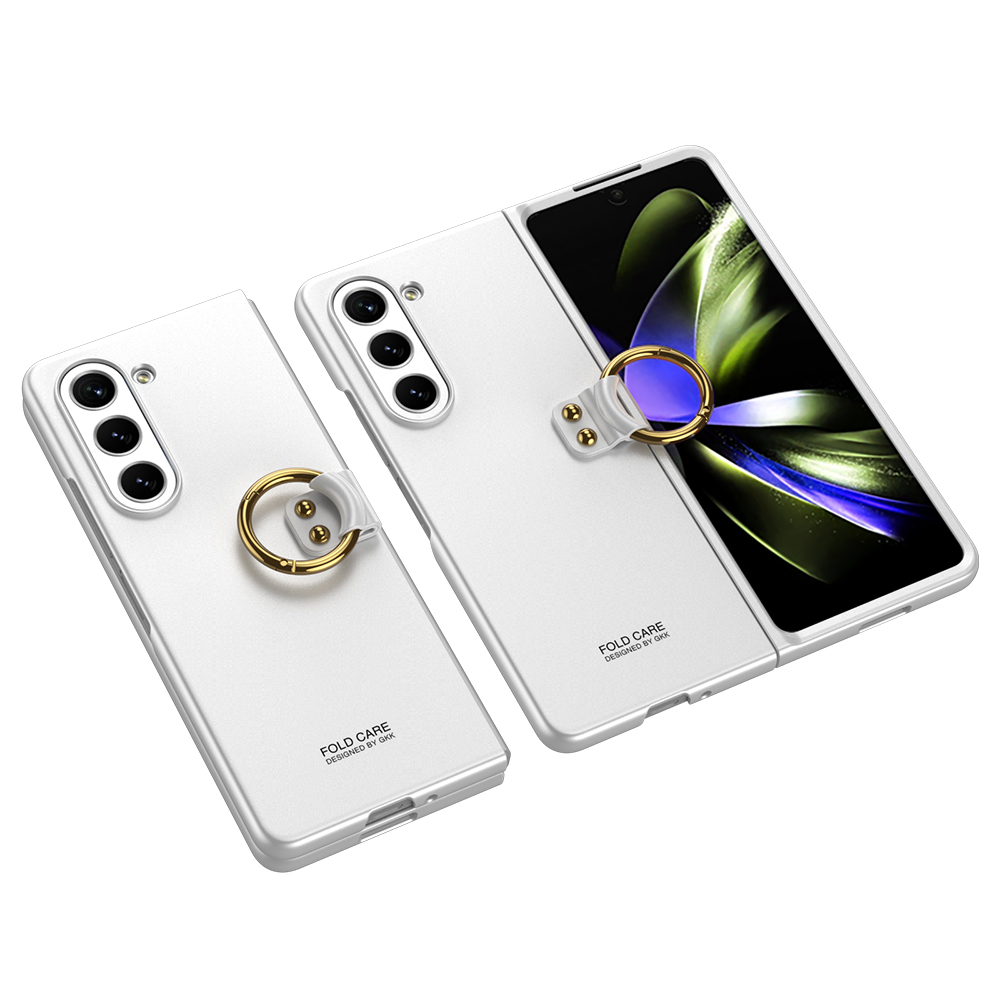 Galaxy Z Fold 5 Kılıf Zore Kıpta Yüzüklü Flip Sert Kapak - Gümüş