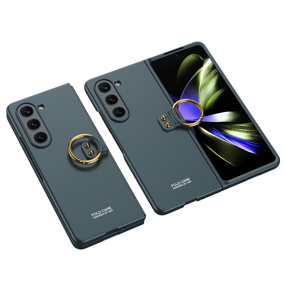 Galaxy Z Fold 5 Kılıf Zore Kıpta Yüzüklü Flip Sert Kapak - Koyu Yeşil