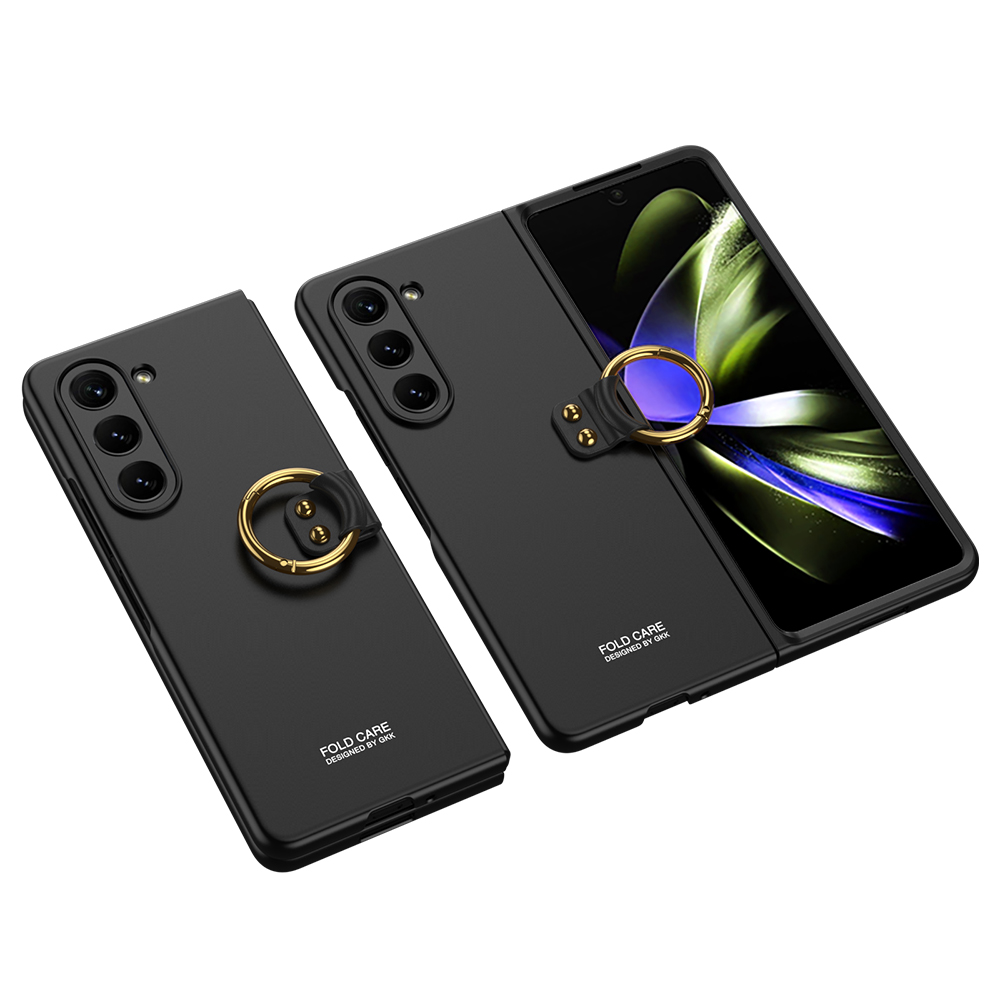 Galaxy Z Fold 5 Kılıf Zore Kıpta Yüzüklü Flip Sert Kapak - Siyah
