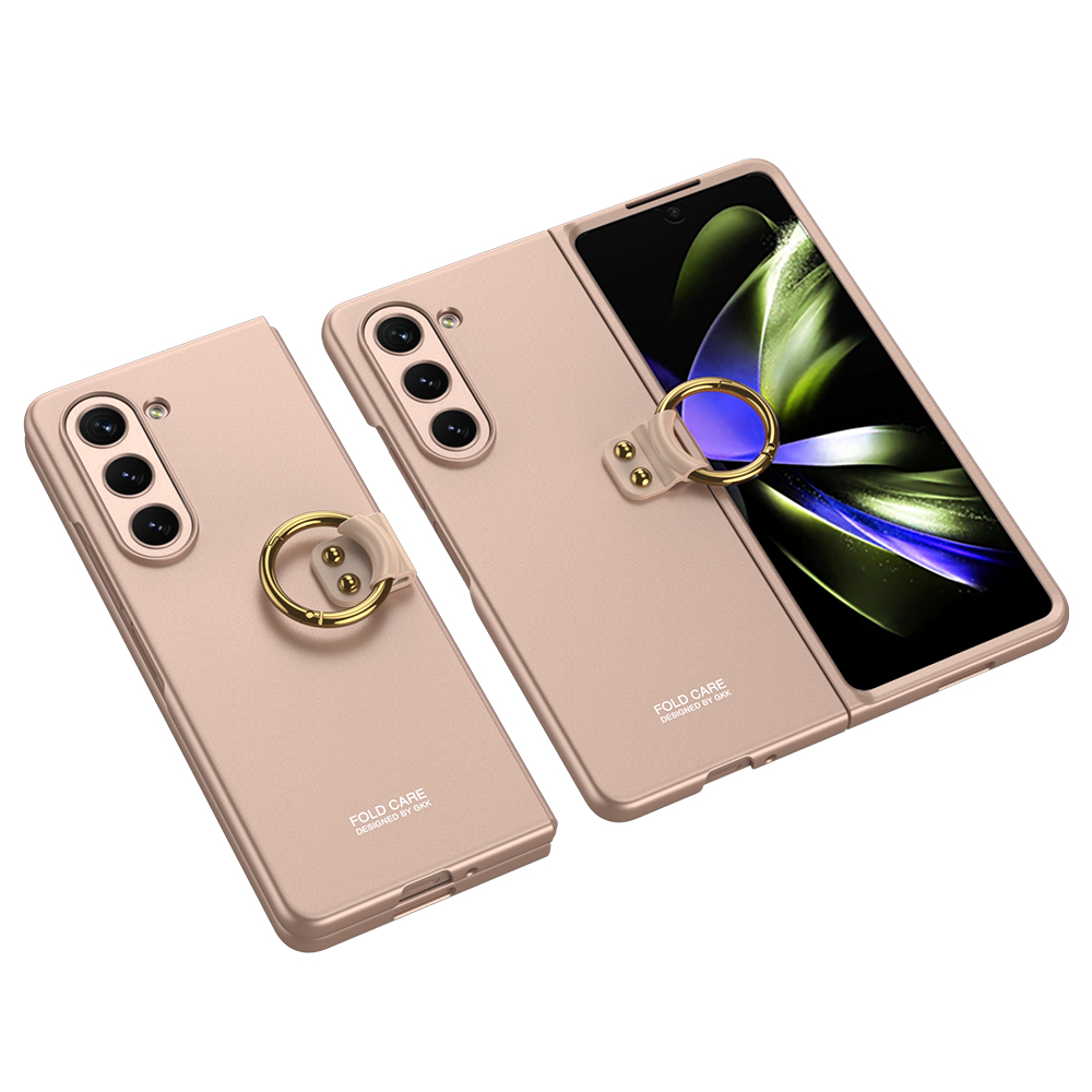 Galaxy Z Fold 5 Kılıf Zore Kıpta Yüzüklü Flip Sert Kapak - Rose Gold