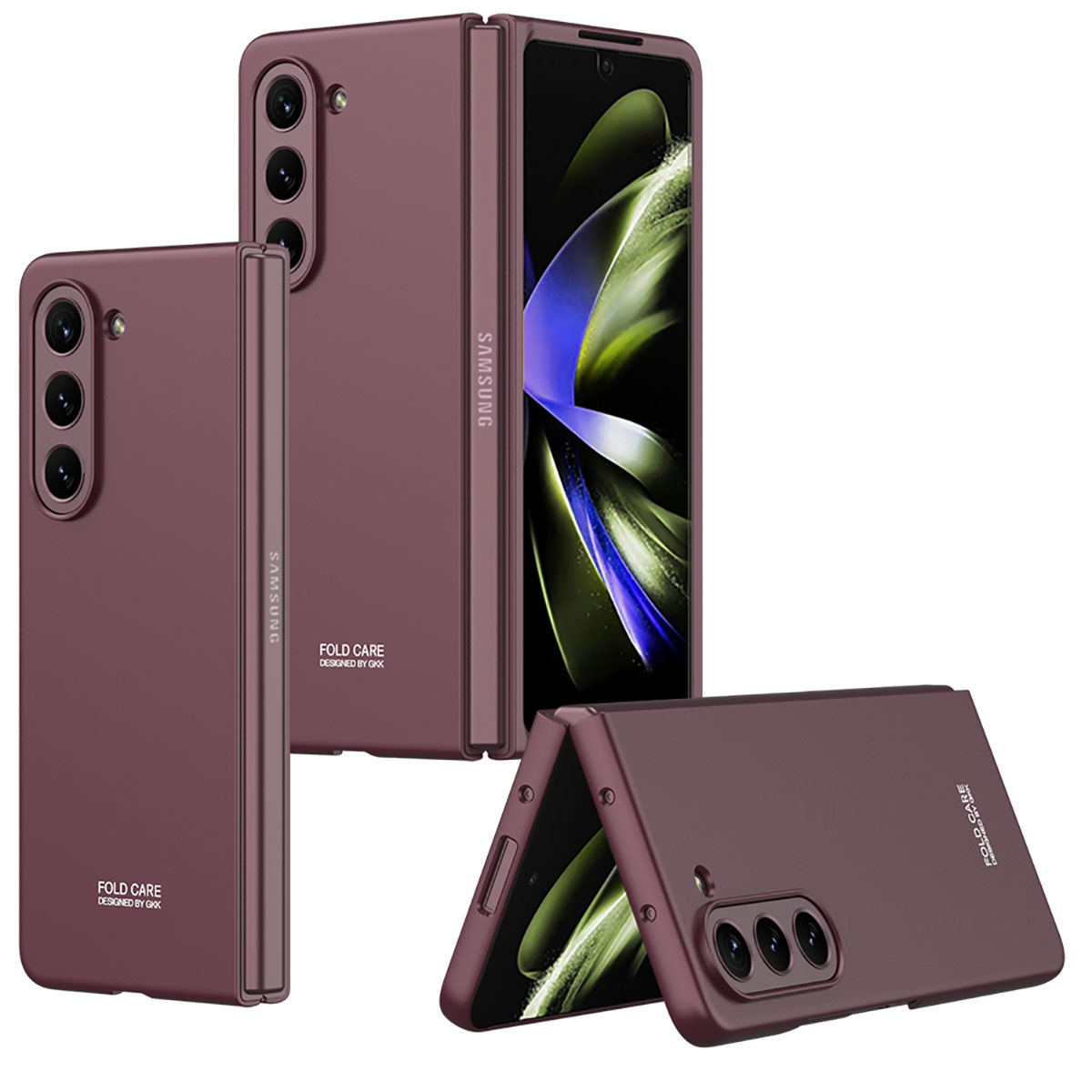 Galaxy Z Fold 5 Kılıf Zore Sert Kıpta Kapak - Kırmızı