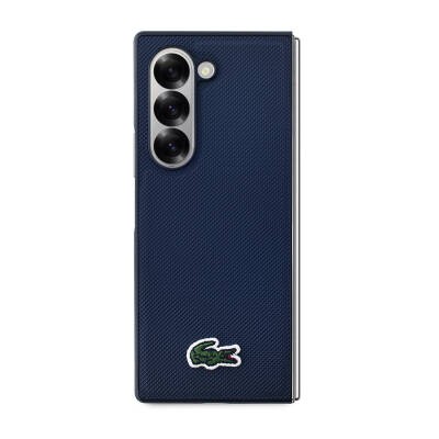 Galaxy Z Fold 6 Case Lacoste Original Licensed Magsafe Charging Featured Pique Pattern Back Surface Iconic Crocodile Woven Logo Cover - 3
