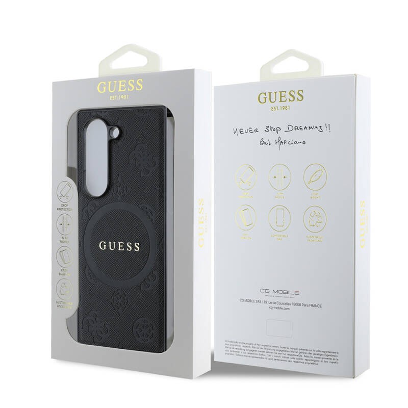 Galaxy Z Fold 6 Kılıf Guess Orjinal Lisanslı M-safe Şarj Özellikli Saffiano Metal Logo Kapak - 8