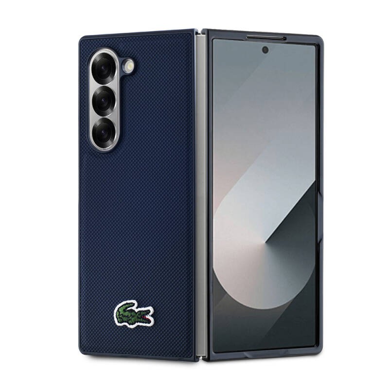 Galaxy Z Fold 6 Kılıf Lacoste Orjinal Lisanslı M-safe Şarj Özellikli Pike Desenli Arka Yüzey İkonik Timsah Dokuma Logolu Kapak - 2