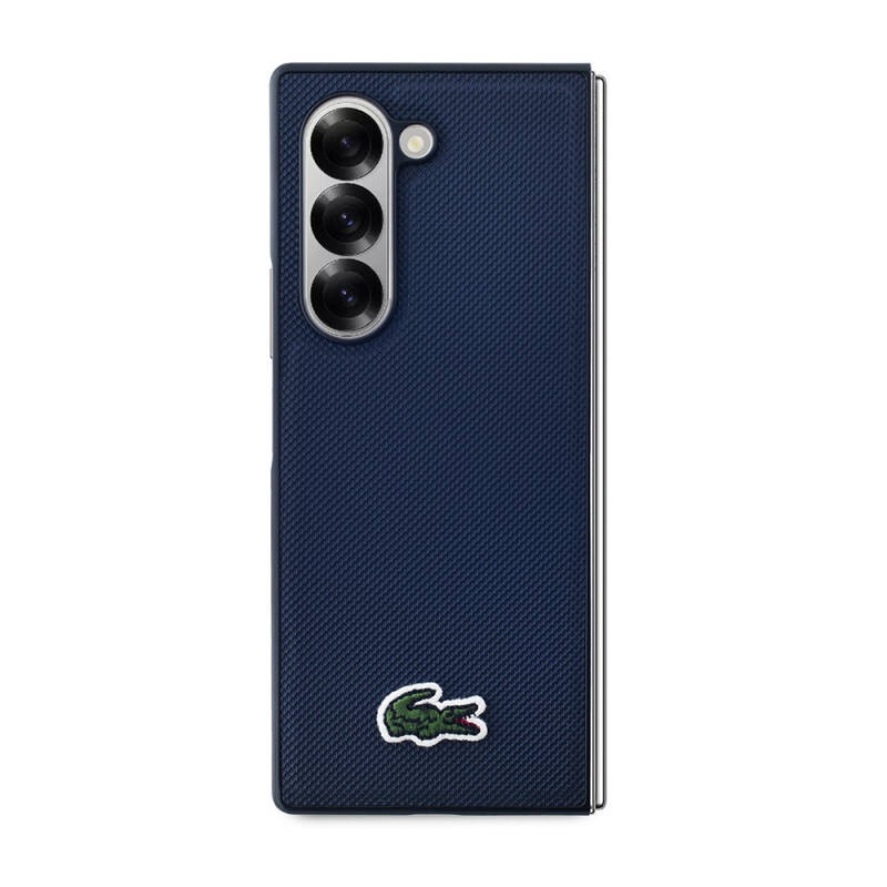 Galaxy Z Fold 6 Kılıf Lacoste Orjinal Lisanslı M-safe Şarj Özellikli Pike Desenli Arka Yüzey İkonik Timsah Dokuma Logolu Kapak - 3