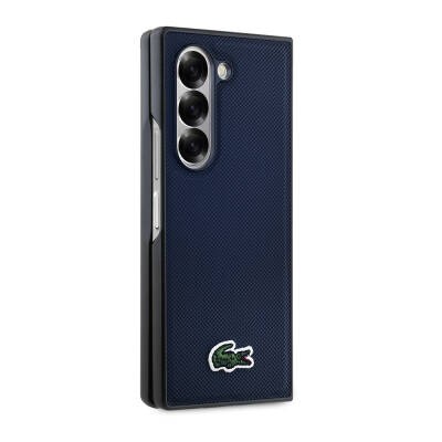 Galaxy Z Fold 6 Kılıf Lacoste Orjinal Lisanslı M-safe Şarj Özellikli Pike Desenli Arka Yüzey İkonik Timsah Dokuma Logolu Kapak - 6
