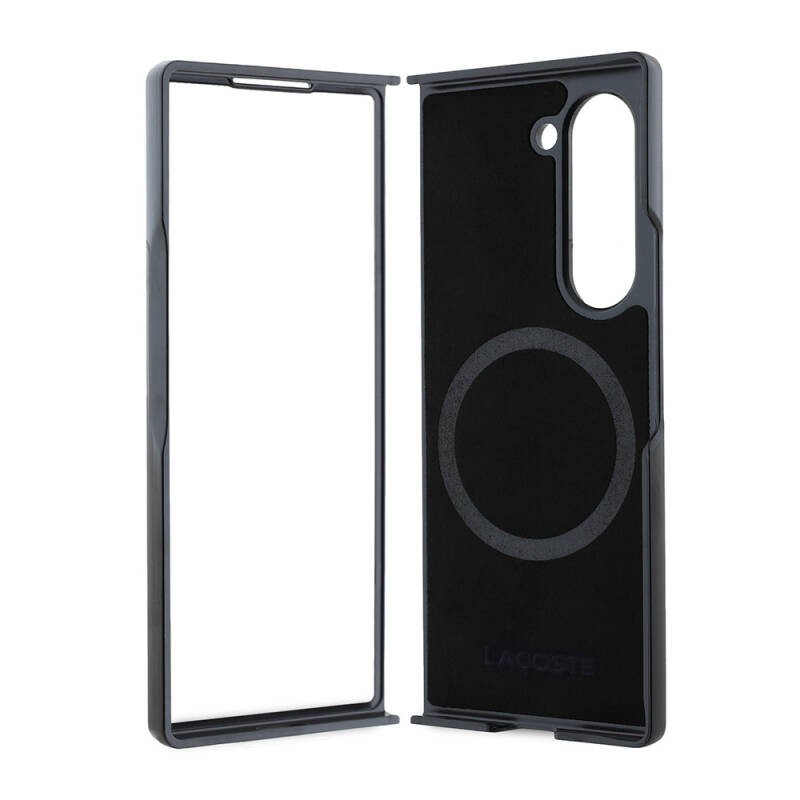 Galaxy Z Fold 6 Kılıf Lacoste Orjinal Lisanslı M-safe Şarj Özellikli Pike Desenli Arka Yüzey İkonik Timsah Dokuma Logolu Kapak - 7
