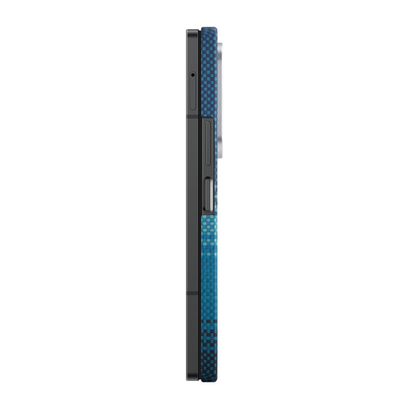 Galaxy Z Fold 6 Kılıf M-safe Şarj Özellikli Aramid Karbon Fiber Pitaka Tactile Woven Sunset-Moonrise Serisi Moonrise Kapak - 4