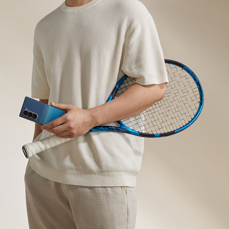 Galaxy Z Fold 6 Kılıf M-safe Şarj Özellikli Aramid Karbon Fiber Pitaka Tactile Woven Sunset-Moonrise Serisi Moonrise Kapak - 10