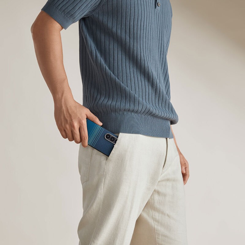 Galaxy Z Fold 6 Kılıf M-safe Şarj Özellikli Aramid Karbon Fiber Pitaka Tactile Woven Sunset-Moonrise Serisi Moonrise Kapak - 14