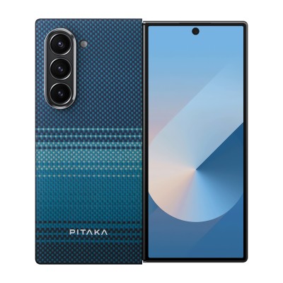 Galaxy Z Fold 6 Kılıf M-safe Şarj Özellikli Aramid Karbon Fiber Pitaka Tactile Woven Sunset-Moonrise Serisi Moonrise Kapak - 2