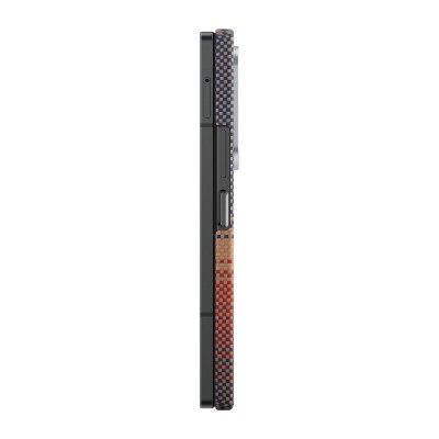 Galaxy Z Fold 6 Kılıf M-safe Şarj Özellikli Aramid Karbon Fiber Pitaka Tactile Woven Sunset-Moonrise Serisi Sunset Kapak - 4