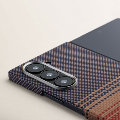 Galaxy Z Fold 6 Kılıf M-safe Şarj Özellikli Aramid Karbon Fiber Pitaka Tactile Woven Sunset-Moonrise Serisi Sunset Kapak - 8