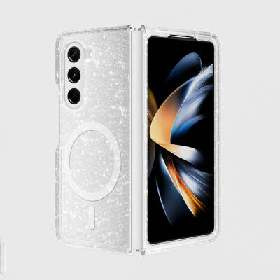 Galaxy Z Fold 6 Kılıf M-safe Şarj Özellikli Parlayan Simli Saydam Renkli Zore Allstar Kapak - Zore