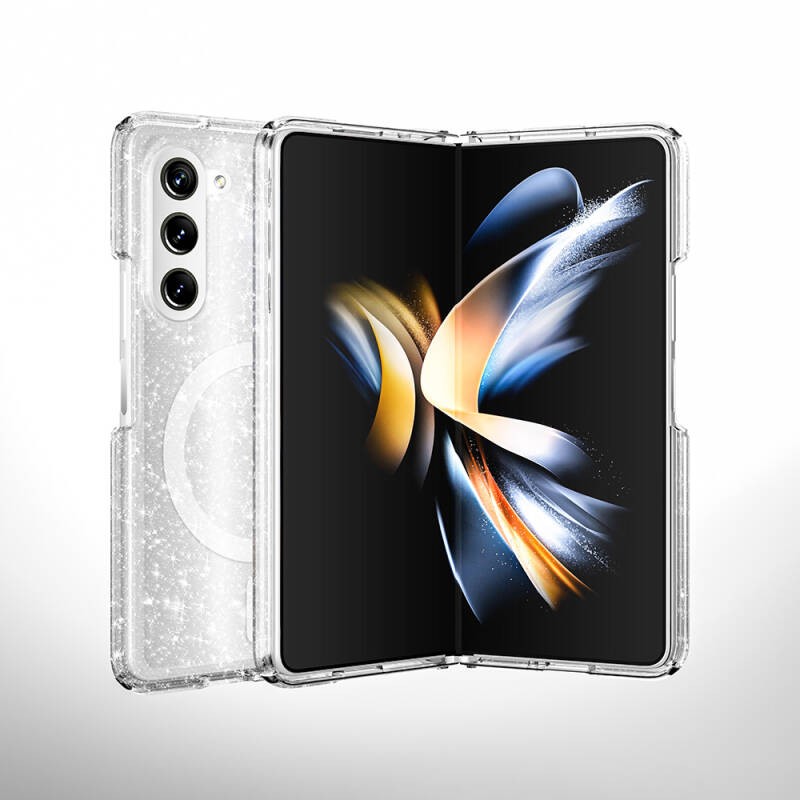 Galaxy Z Fold 6 Kılıf M-safe Şarj Özellikli Parlayan Simli Saydam Renkli Zore Allstar Kapak - 5