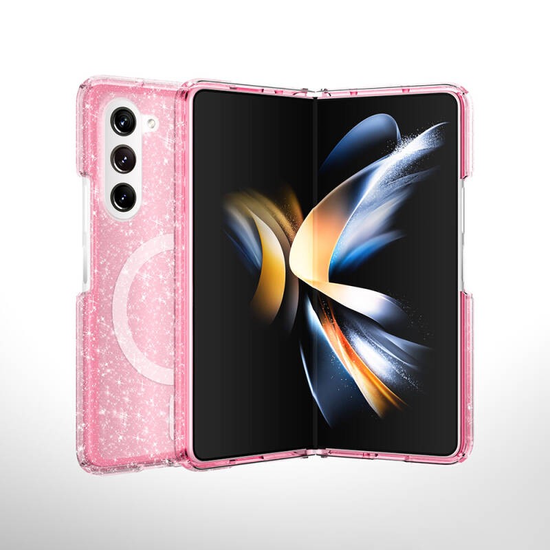 Galaxy Z Fold 6 Kılıf M-safe Şarj Özellikli Parlayan Simli Saydam Renkli Zore Allstar Kapak - 6
