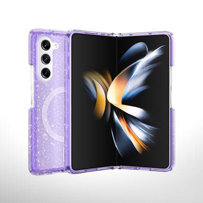 Galaxy Z Fold 6 Kılıf M-safe Şarj Özellikli Parlayan Simli Saydam Renkli Zore Allstar Kapak - 7