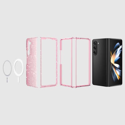 Galaxy Z Fold 6 Kılıf M-safe Şarj Özellikli Parlayan Simli Saydam Renkli Zore Allstar Kapak - 11