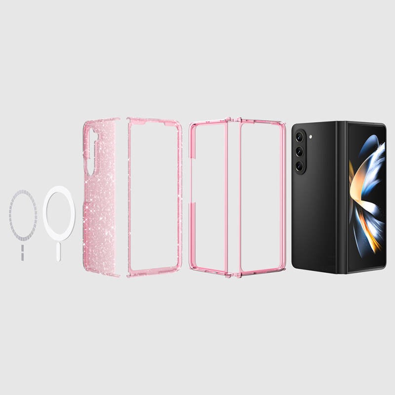 Galaxy Z Fold 6 Kılıf M-safe Şarj Özellikli Parlayan Simli Saydam Renkli Zore Allstar Kapak - 11