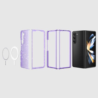 Galaxy Z Fold 6 Kılıf M-safe Şarj Özellikli Parlayan Simli Saydam Renkli Zore Allstar Kapak - 12