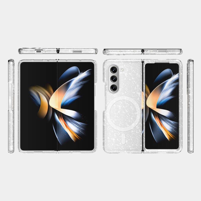 Galaxy Z Fold 6 Kılıf M-safe Şarj Özellikli Parlayan Simli Saydam Renkli Zore Allstar Kapak - 16