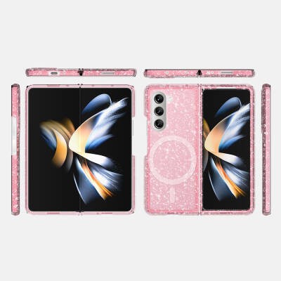 Galaxy Z Fold 6 Kılıf M-safe Şarj Özellikli Parlayan Simli Saydam Renkli Zore Allstar Kapak - 17