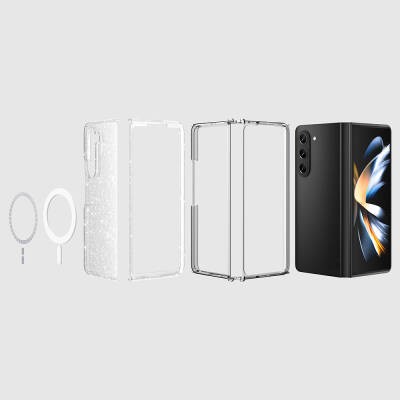 Galaxy Z Fold 6 Kılıf M-safe Şarj Özellikli Parlayan Simli Saydam Renkli Zore Allstar Kapak - 20