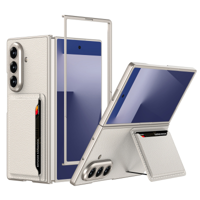 Galaxy Z Fold 7 Artificial Leather Back Surface Zore Card Holder Silicone Cover - GKK