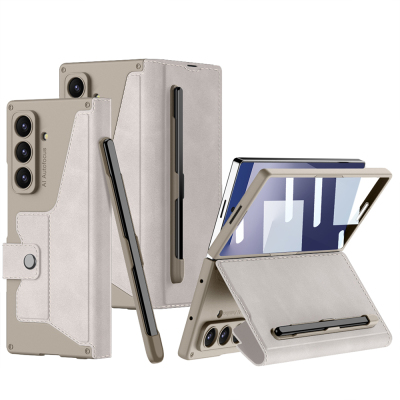 Galaxy Z Fold 7 Case Camera Protection Velvet Design Zore Kıpta Festive Cover with Pen Compartment - GKK