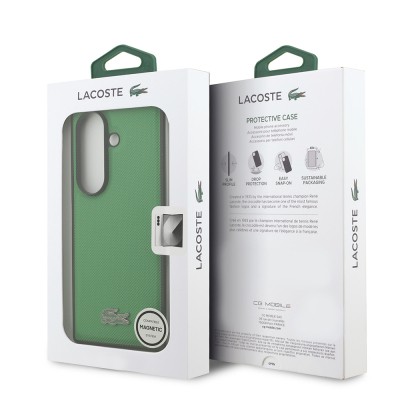 Galaxy Z Fold 7 Case Lacoste Original Licensed M-Safe Charging Feature Pique Patterned Back Surface Iconic Crocodile Metal Logo Cover - 16