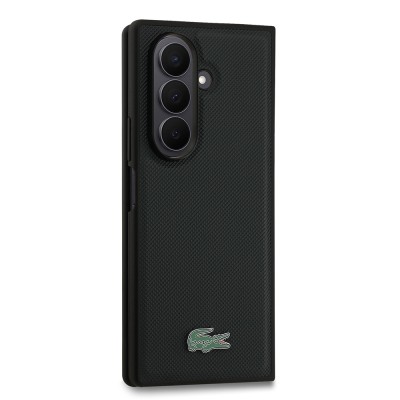 Galaxy Z Fold 7 Case Lacoste Original Licensed M-Safe Charging Feature Pique Patterned Back Surface Iconic Crocodile Metal Logo Cover - 13