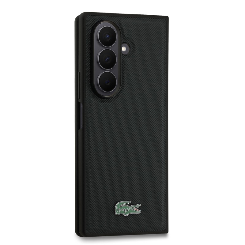 Galaxy Z Fold 7 Case Lacoste Original Licensed M-Safe Charging Feature Pique Patterned Back Surface Iconic Crocodile Metal Logo Cover - 13