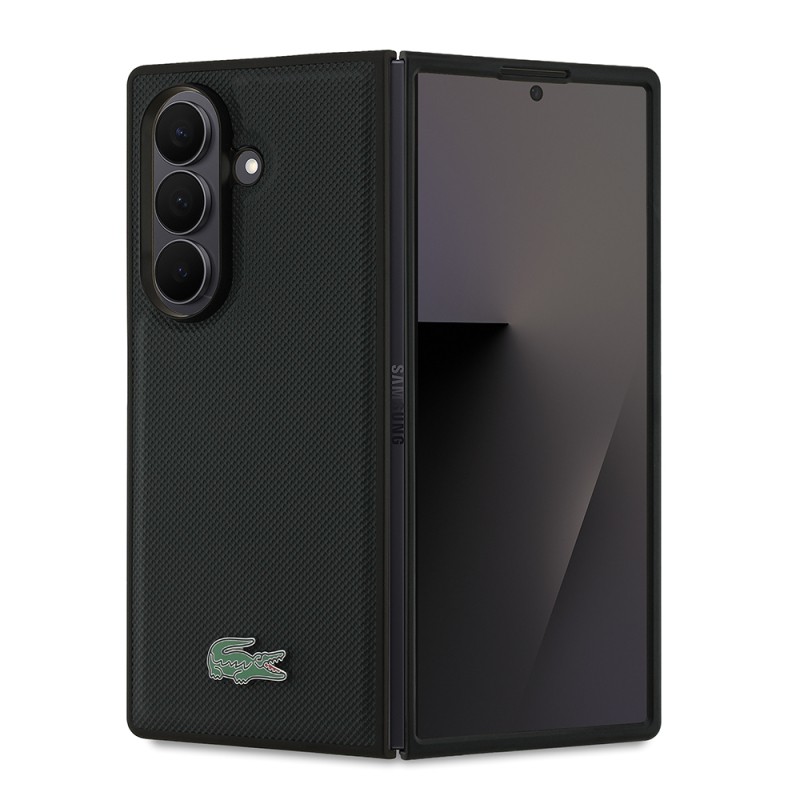 Galaxy Z Fold 7 Case Lacoste Original Licensed M-Safe Charging Feature Pique Patterned Back Surface Iconic Crocodile Metal Logo Cover - 3
