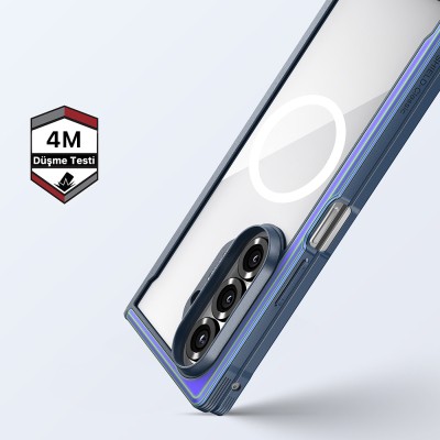 Galaxy Z Fold 7 Case M-Safe Charging Feature Airbag Raptic Shield Series Transparent Back Cover - 21