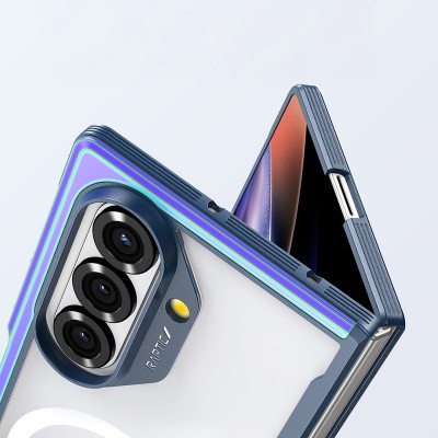 Galaxy Z Fold 7 Case M-Safe Charging Feature Airbag Raptic Shield Series Transparent Back Cover - 22